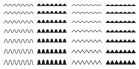 Set of seamless wavy, zigzag. Graphic design elements.