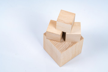 Wooden cube with close up view