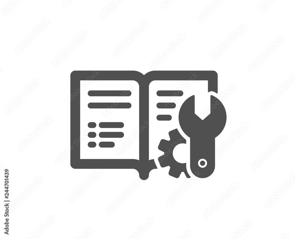 Poster engineering documentation icon. technical instruction sign. quality design element. classic style ic