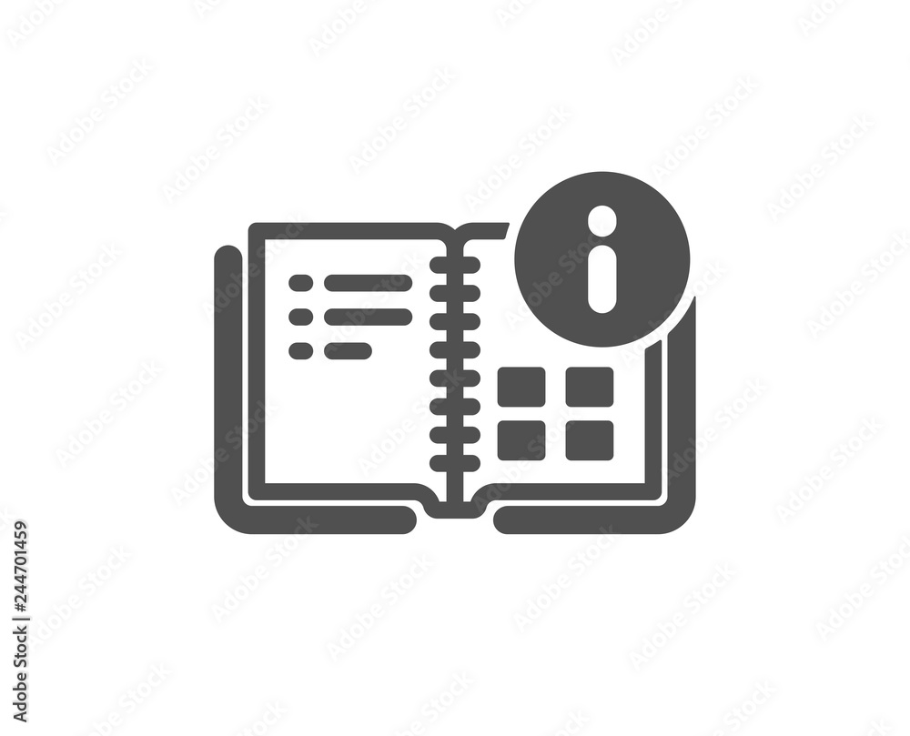Poster instruction info icon. technical information sign. quality design element. classic style icon. vecto