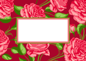Background with red roses. Beautiful decorative flowers.