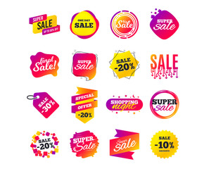 Obraz premium Sale banner templates design. Special offer tags. Cyber monday sale discounts. Black friday shopping icons. Best ultimate offer. Super shopping discount icons. Vector