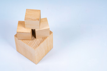 Wooden cube with close up view