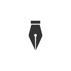 Quill pen retro style tool. Quill pen black silhoette vector simple icon.