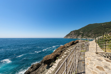 Cliffs and Mediterranean Sea in Framura - Liguria Italy