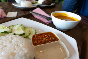 Steamed rice is a traditional food of Malaysian