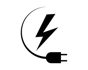 Logo elettrict&agrave; con spina e fulmine - vettoriale 