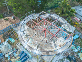 Aerial view of reservior during demolition and rebuild stage.