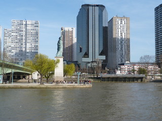 View of a European city from a boat sailing on a river