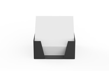 Blank note paper plastic holder mock-up on isolated white background, 3d illustration