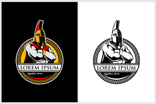 Spartan or Trojan Warrior colored vector logo template