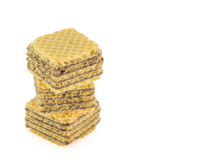 Chocolate wafer cubes isolated white background
