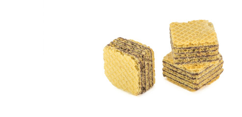 Chocolate wafer cubes isolated white background