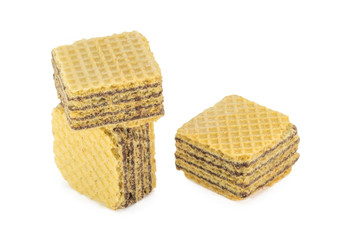 Chocolate wafer cubes isolated white background