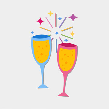 toasting two wine vector symbol  illustration