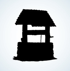 Ancient well. Vector drawing