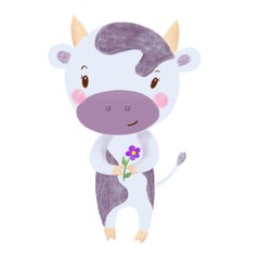 illustration of a cow with a flower