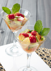 Fresh and delicious food, fruit and vegetable cold dishes