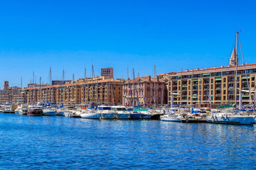 Panoramic cityscape of Marseille with Vieux Port, Marseille, Provence, France