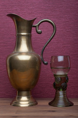 Renaissance, rummer wine glass and bottle