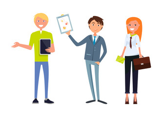 Business Meeting, Boss Holding Plan, Man and Woman