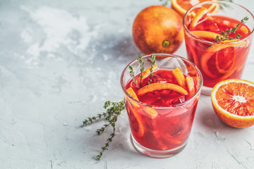 Campari or alcohol cocktail with Sliced Sicilian Blood oranges