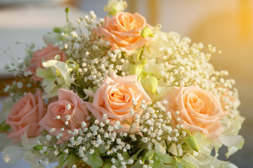 bouquet of Orange roses with sun light.for Background