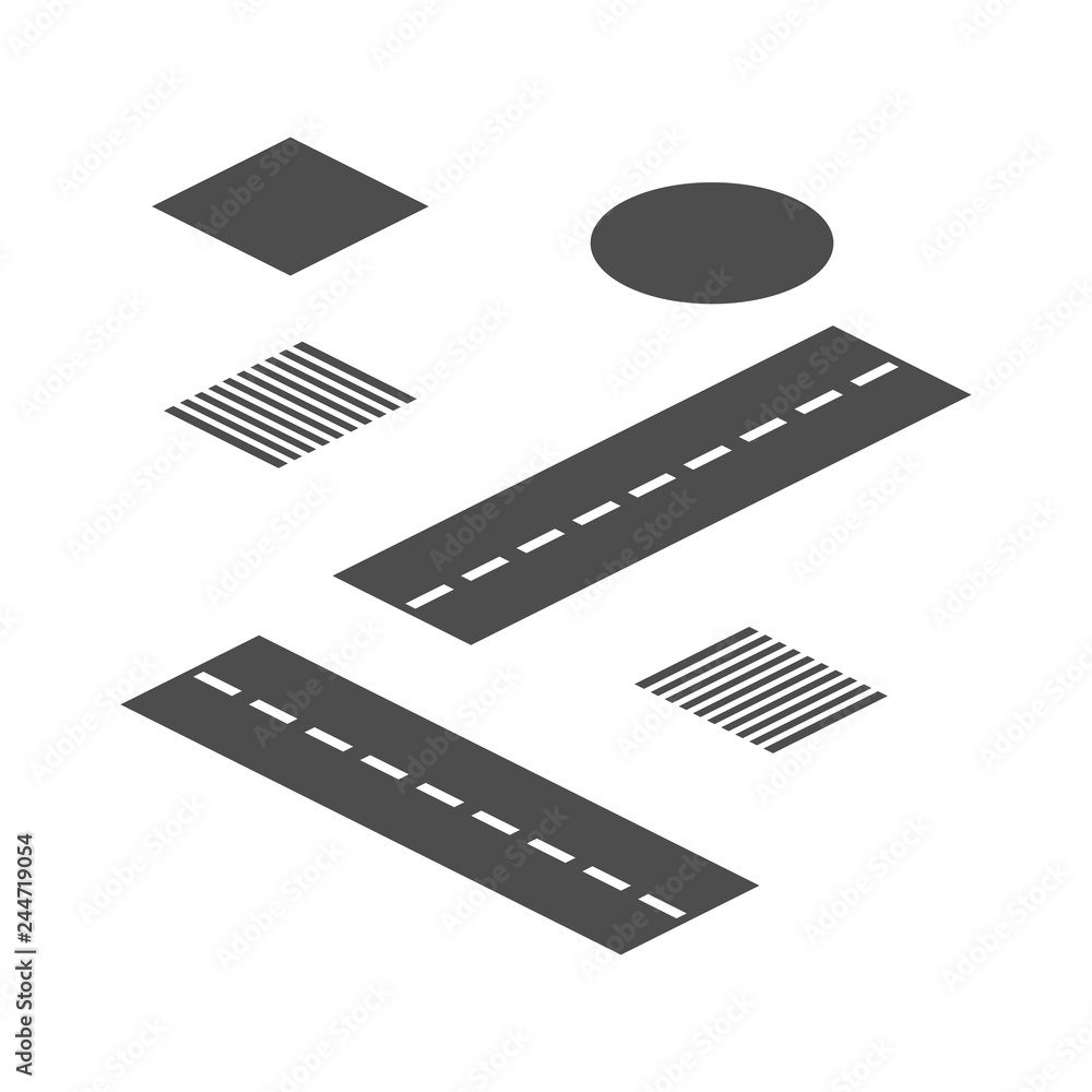 Aufkleber road map kit - vector elements to create your own isometric