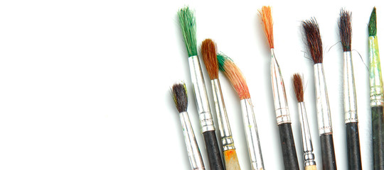 Set of brushes for drawing isolated on a white background.