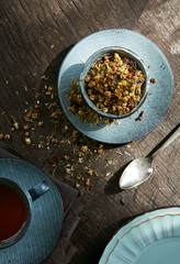 Tea on wooden table
