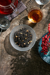 Tea on wooden table