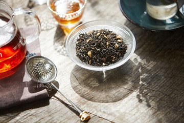 Tea on wooden table