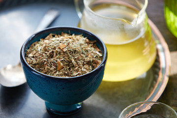 Tea on wooden table