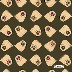 pug cartoon vector pattern