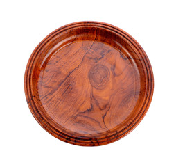 Wood plate isolated on white background