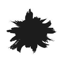 Black monochrome ink or paint blots grunge background. Texture Vector. Dust overlay distress grain. Black splatter, dirty, poster for your design. Isolated on white background. Vector illustration.