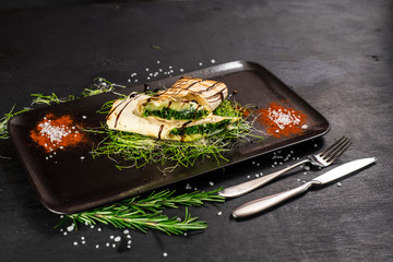 Pita bread wrapped with vegetable stuffing