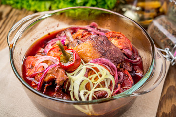 Braised rabbit with rosemary, garlic and juniper berries