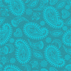 Seamless pattern, flower motive, folk art, hand drawn, green background, multi-colored, vector illustration