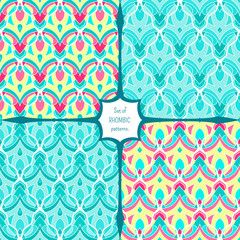 8621642 Set of rhombic seamless ornaments in the same style.