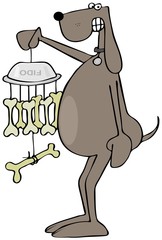 Dog holding a bone wind chime 