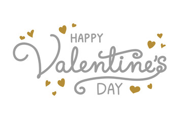 Valentine's Day lattering with cute hand drawn hearts. Vector