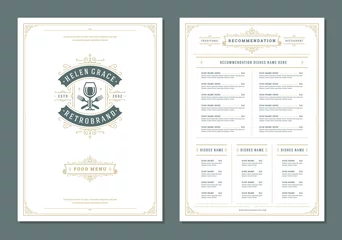 Fotobehang Restaurant menu design and logo vector brochure template. © provectors