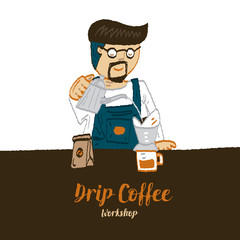 Drip coffee workshop vector