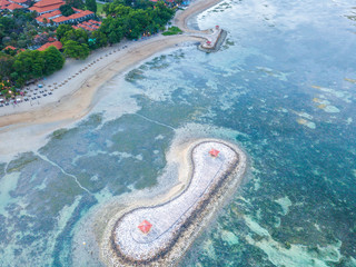Beach with aerial view at Bali, Indonesia.