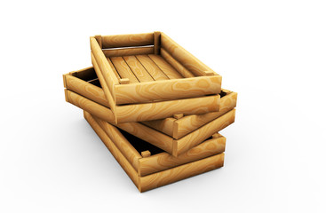 empty wooden crate. Isolated 3d rendering
