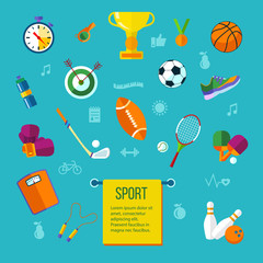 Sport equipment and lifestyle icon set.
