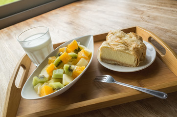breakfast with fruit and cake