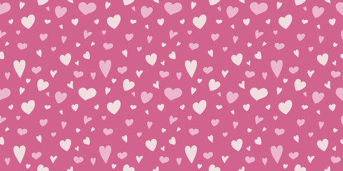 Seamless texture with cute hand drawn hearts. Valentine's Day, Mother's Day and Women's Day. Vector