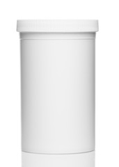 White bottle from cosmetics or household chemicals isolated on white background